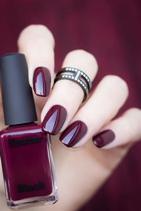 Kester Black Narcissist: The Perfect Dark Red Nail Polish The color is a little more purple than in the swatch.
