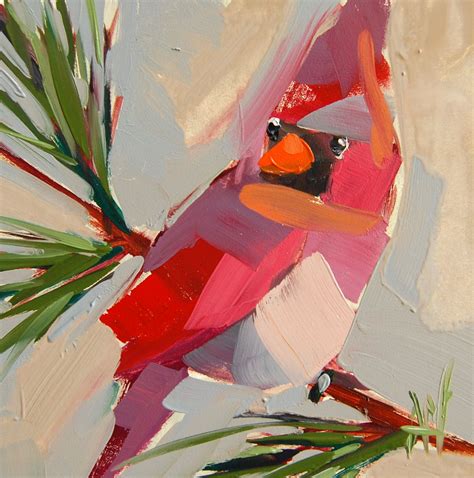 Cardinal No 138 Original Bird Oil Painting By Angela Moulton Etsy