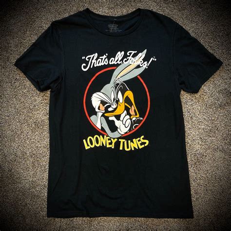 Thats All Folks T Shirt Looney Tunes Bugs Bunny Daffy Duck Funny