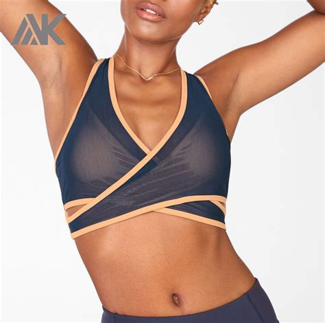 custom criss cross soft mesh sports bra with supportive cross back straps aktik custom sports