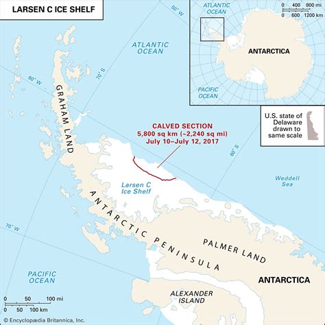 Larsen C Ice Shelf Map Vector U S Map