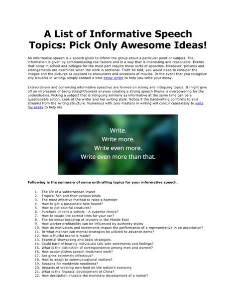 A List Of Informative Speech Topics Pick Only Awesome Ideas