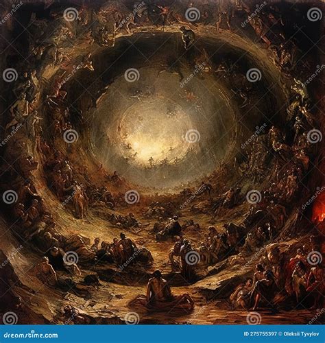 9 Circles of Dante S Hell Painting Stock Illustration - Illustration of