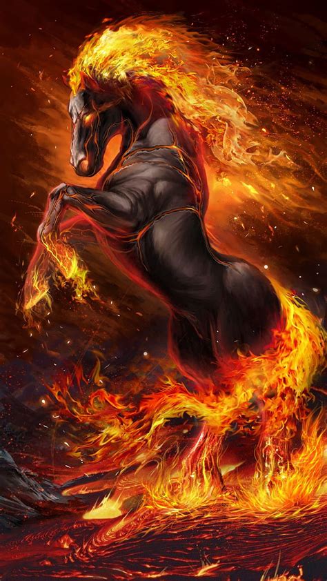 Fire Horse Animal Black Fantasy Hd Phone Wallpaper Peakpx