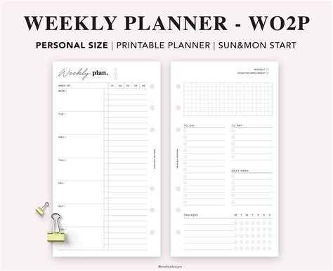 Personal Weekly Planner Printable Weekly Schedule Weekly Etsy