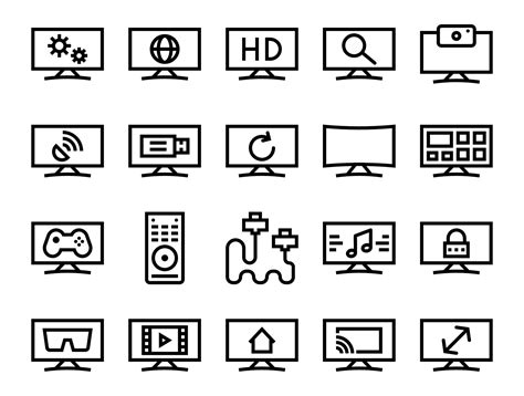 Set Of Smart Tv Icons Set Of Smart Tv Collection In Black Color