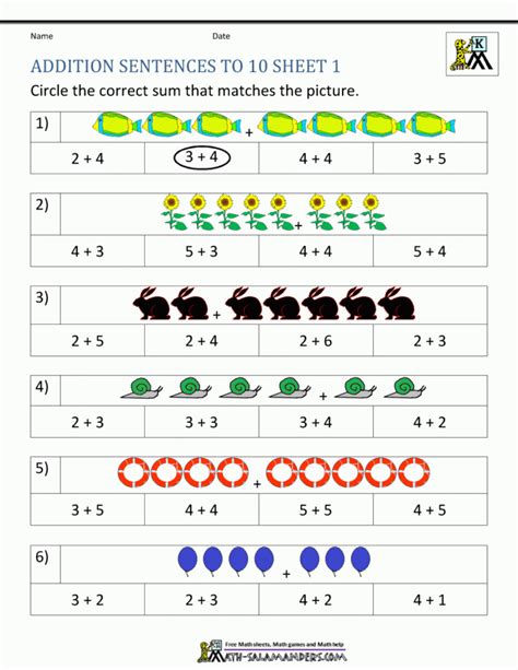 Preschool Addition 10 Worksheets 99worksheets