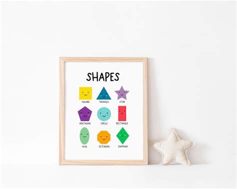 Geometric Shapes Printable Montessori Poster Homeschool Etsy