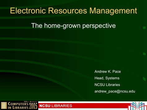 Electronic Resources Management Ncsu Libraries