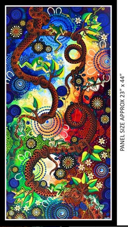 Aboriginal Art Spirit Of The Bush Frog Dreaming Tjawan Ritjinguthinha Cotton Quilting Fabric Panel