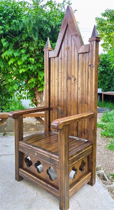 Medieval Wood Throne For Garden Medieval Furniture Medieval Decor