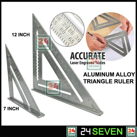 7 Inch Or 12 Inch Aluminium Alloy Triangle Angle Ruler Square Ruler