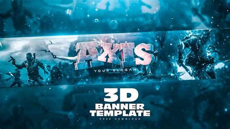3d Gaming Banner Design Template Free Channel Art Psd Youtube