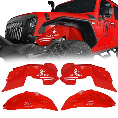 Jeep Jk Front And Rear Inner Fender Liners Kit Vivid Red For 2007 2018