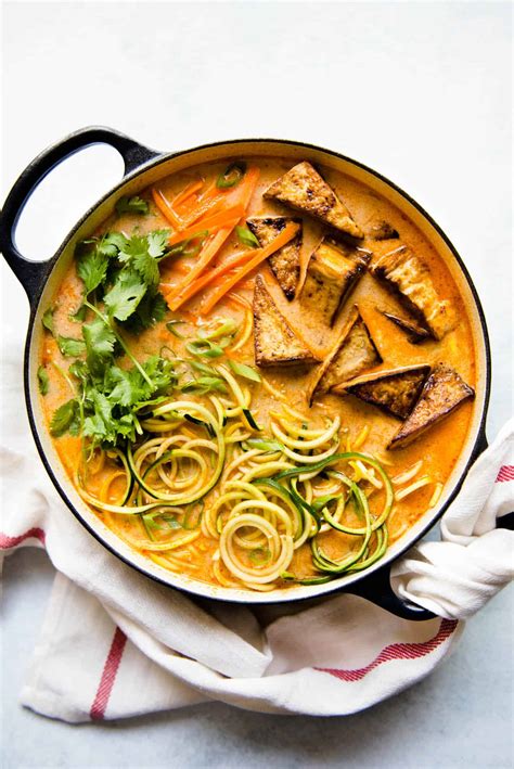Zucchini Noodles With Tomato And Coconut Broth Healthy Nibbles Lisa Lin