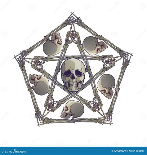 Halloween Pentagrame Human Hand Bones Arranged In An Intricate Gothic