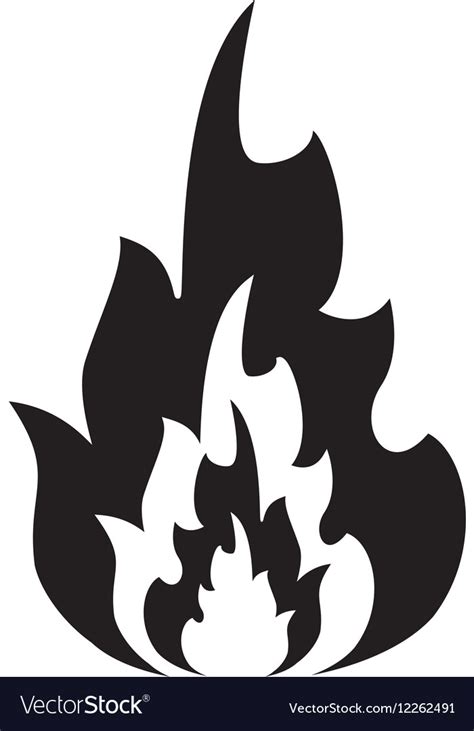 Silhouette Hot Flame Spurts Fire Design Royalty Free Vector
