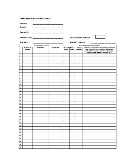 10 Attendance List Templates Word Excel And Pdf Templates List