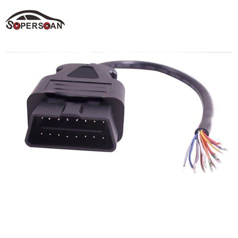 Obd2 16pin Male Connector To Open Obd Cable Extension Cables 60cm Obdii
