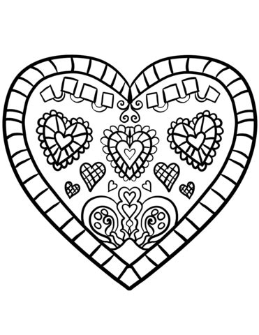Heart shaped lock coloring book vector. Decorated Heart coloring page | Free Printable Coloring Pages