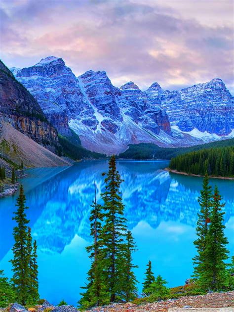 Mountains Moraine Lake Banff National Park Canada Ultra 배경 And 울트라와이드