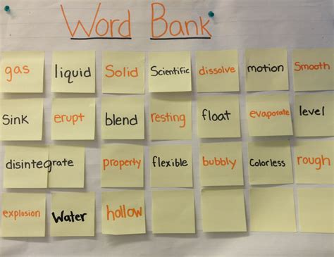 Word Bank Grade 1 First Grade Word Bank Scientist Bubbles Science