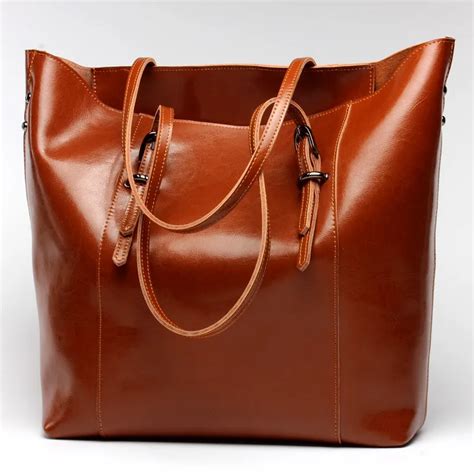 Brand Designer Genuine Leather Women S Bucket Handbag Fashion Ladies Tote Shopping Bag Large