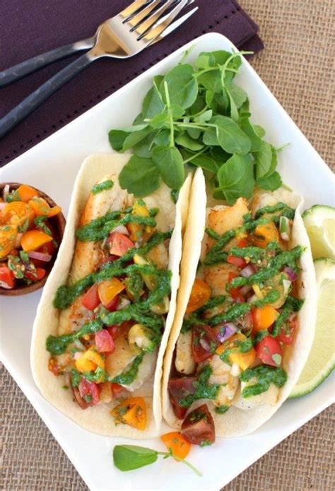 To start they bring you soup and a small fish taco. Fish Tacos with Watercress Sauce