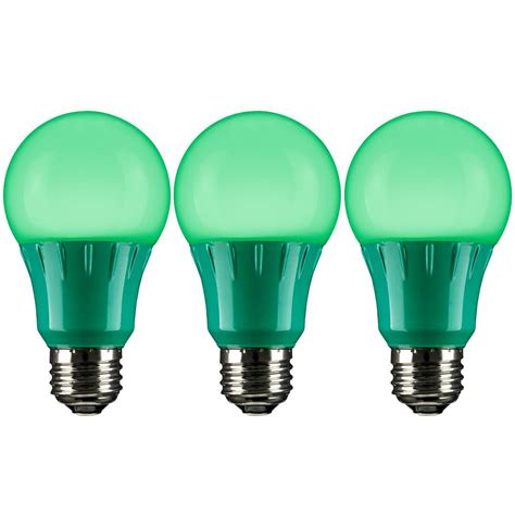 Sunlite 22 Watt Equivalent A19 Led Green Light Bulbs Medium E26 Base In
