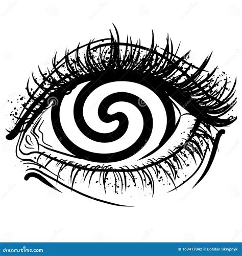Realistic Human Eye With Spiral Hypnotic Iris Vector Graphic