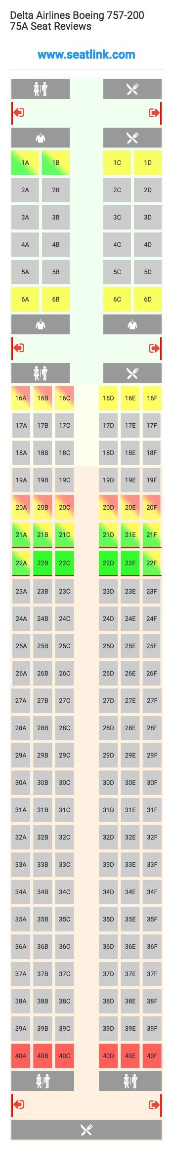 Delta Airlines Boeing 757 200 75a Seating Chart Updated April 2024