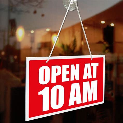 Open At 10am 3mm Rigid 120mm X 200mm Sign Shop Window Door Etsy Uk