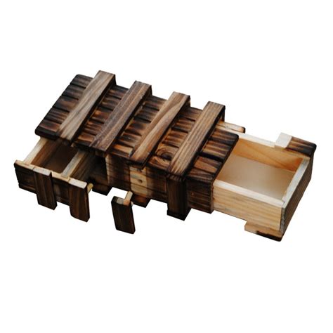 Funny Magic Compartment Wooden Puzzle Box With Secret Drawer Brain