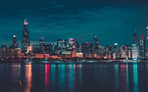 Chicago Night Cityscape 5k Wallpapers Hd Wallpapers Id