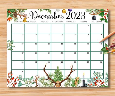Editable December 2023 Calendar Gorgeous Christmas With Etsy Australia