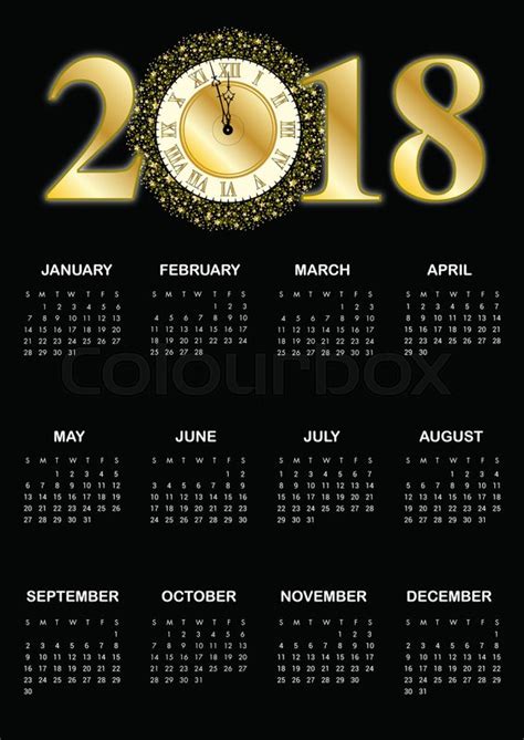 2018 Calendar Stock Vector Colourbox