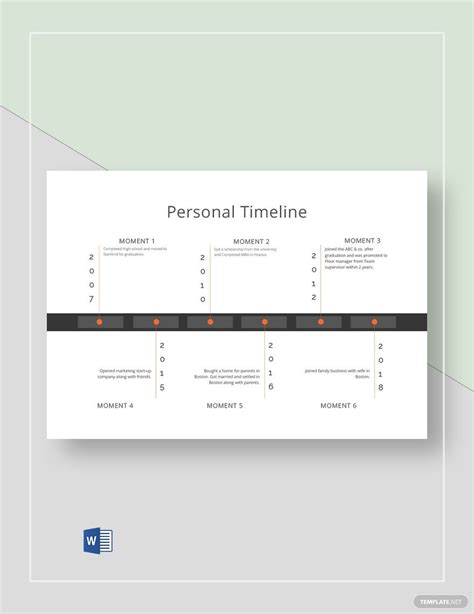 Simple Personal Timeline Template In Word Download