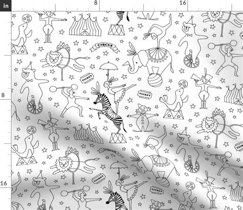 Big Top Circus Retro Coloring Page Fabric Spoonflower