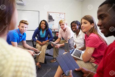 High School Students Taking Part In Group Discussi Stock Photo Image