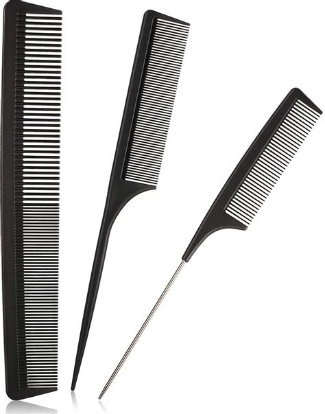 3 Pieces Tail Combs Set Carbon Styling Comb Fiber Rat Tail Comb Anti