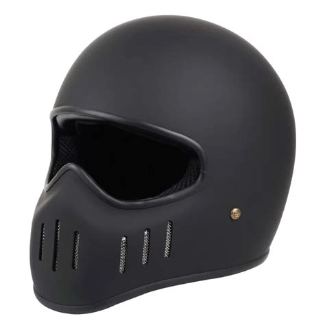 Classic Motorcycle Helmet Full Face Dot Gloss Black Vented Full Face