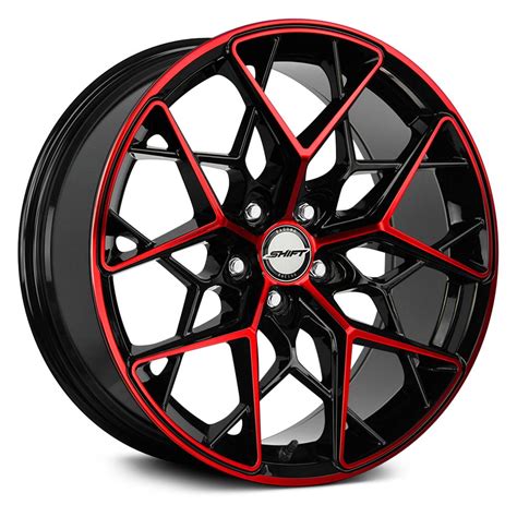 Shift Wheels Piston Wheels Gloss Black With Machined Red Accents