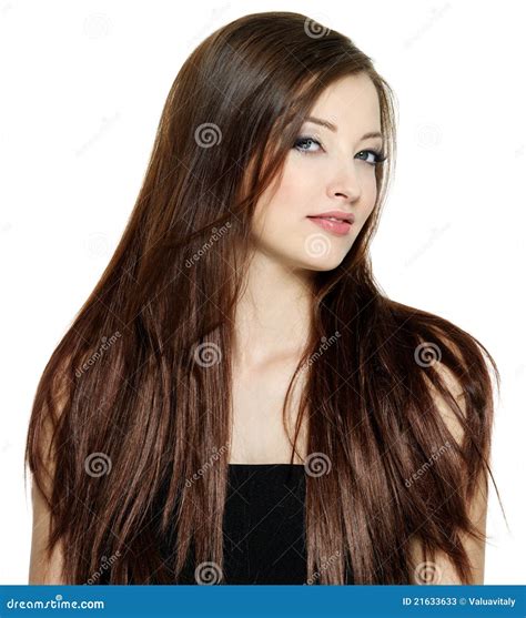 Woman With Long Brown Straight Hair Stock Photos Image 21633633