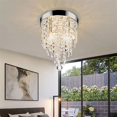 Small Bedroom Chandelier Ceiling Lights Modern Crystal Ceiling Lightfixture Round Acrylic
