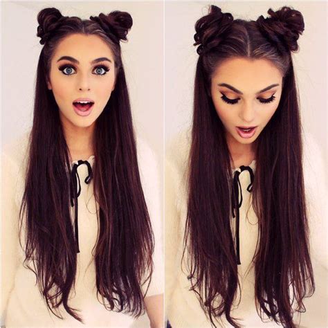Check spelling or type a new query. cute half up half down buns in 2019 | Easy bun hairstyles ...