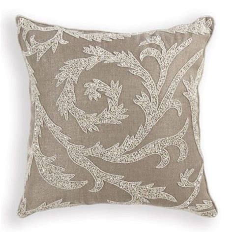 18 Taupe And Tan Brown Beaded Foliage Pattern Decorative Throw Pillow