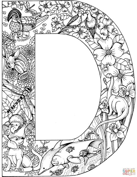 Letter D with Animals coloring page  Free Printable Coloring Pages