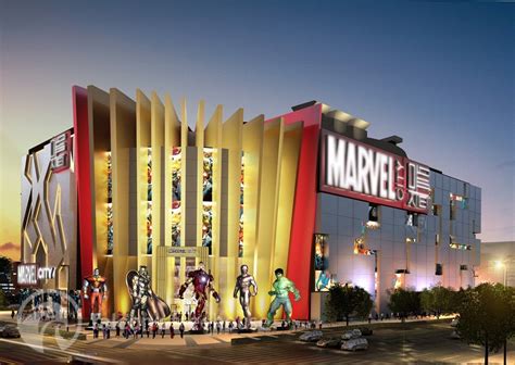 Concept Art For Dubais Marvel City Theme Park With Spider Man And Hulk