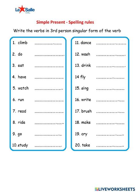 Simple Present Spelling Rules Worksheet Live Worksheets