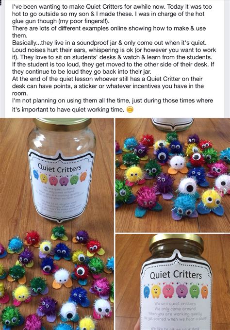 Today it was too hot to go outside so my son & i made these. Quiet Critters | Relief teaching ideas, Quiet critters ...